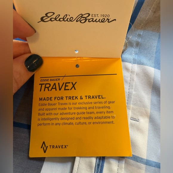 Eddie Bauer NWT Men’s Travex On The Go Poplin Plaid FreeDry Shirt - Picture 9 of 9
